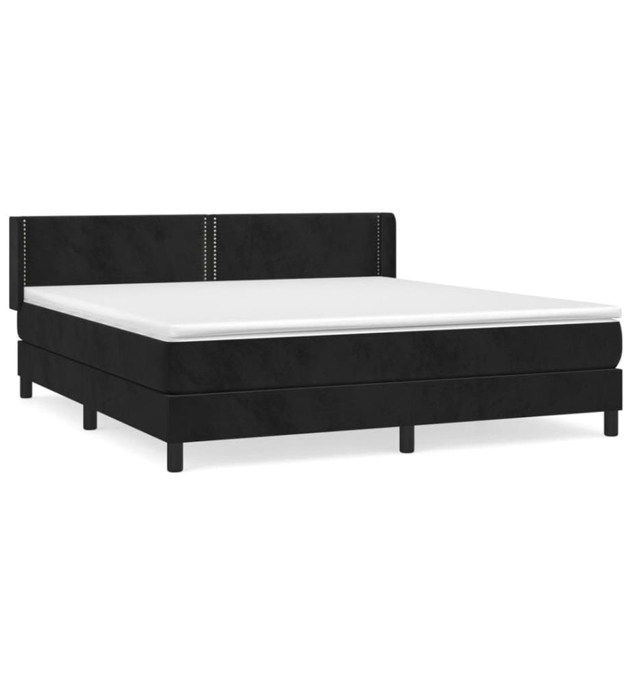 Boxspringbett mit Matratze Schwarz 180x200 cm Samt