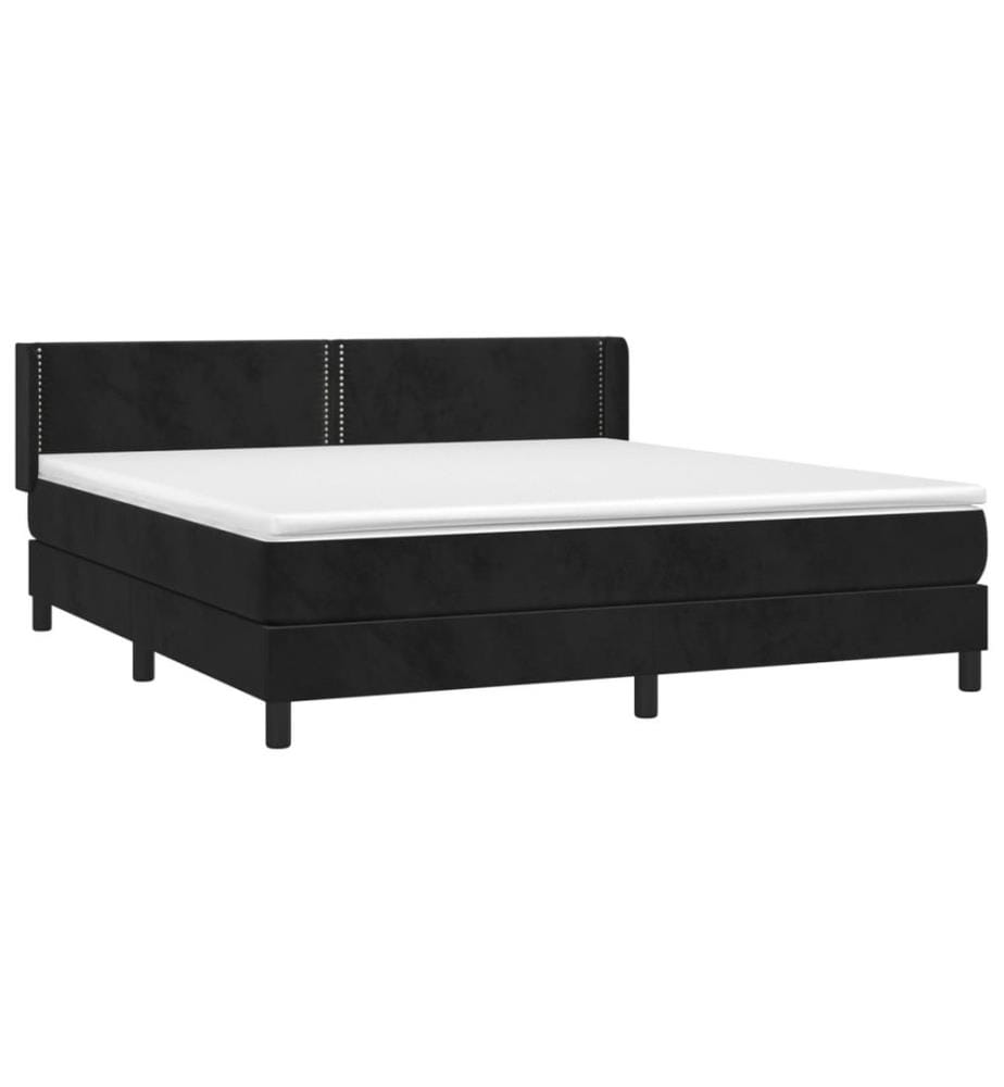 Boxspringbett mit Matratze Schwarz 180x200 cm Samt