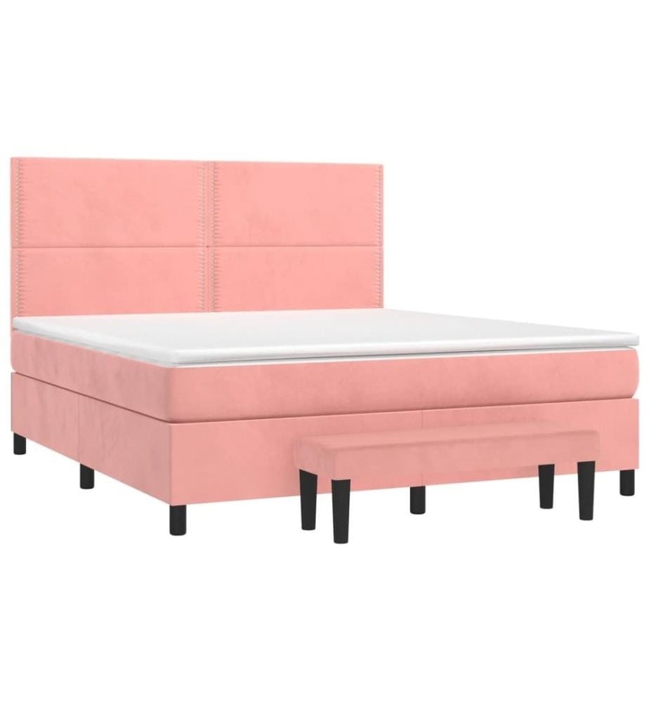 Boxspringbett mit Matratze Rosa 180x200 cm Samt