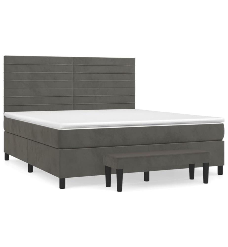 Boxspringbett mit Matratze Dunkelgrau 180x200 cm Samt
