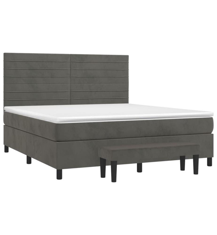 Boxspringbett mit Matratze Dunkelgrau 180x200 cm Samt