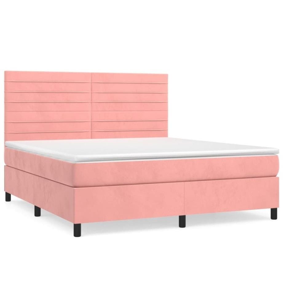 Boxspringbett mit Matratze Rosa 180x200 cm Samt