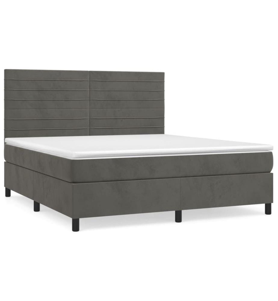 Boxspringbett mit Matratze Dunkelgrau 180x200 cm Samt
