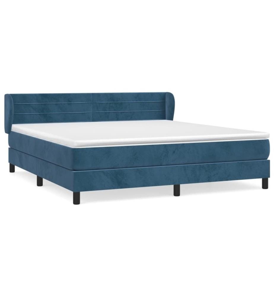 Boxspringbett mit Matratze Dunkelblau 180x200 cm Samt
