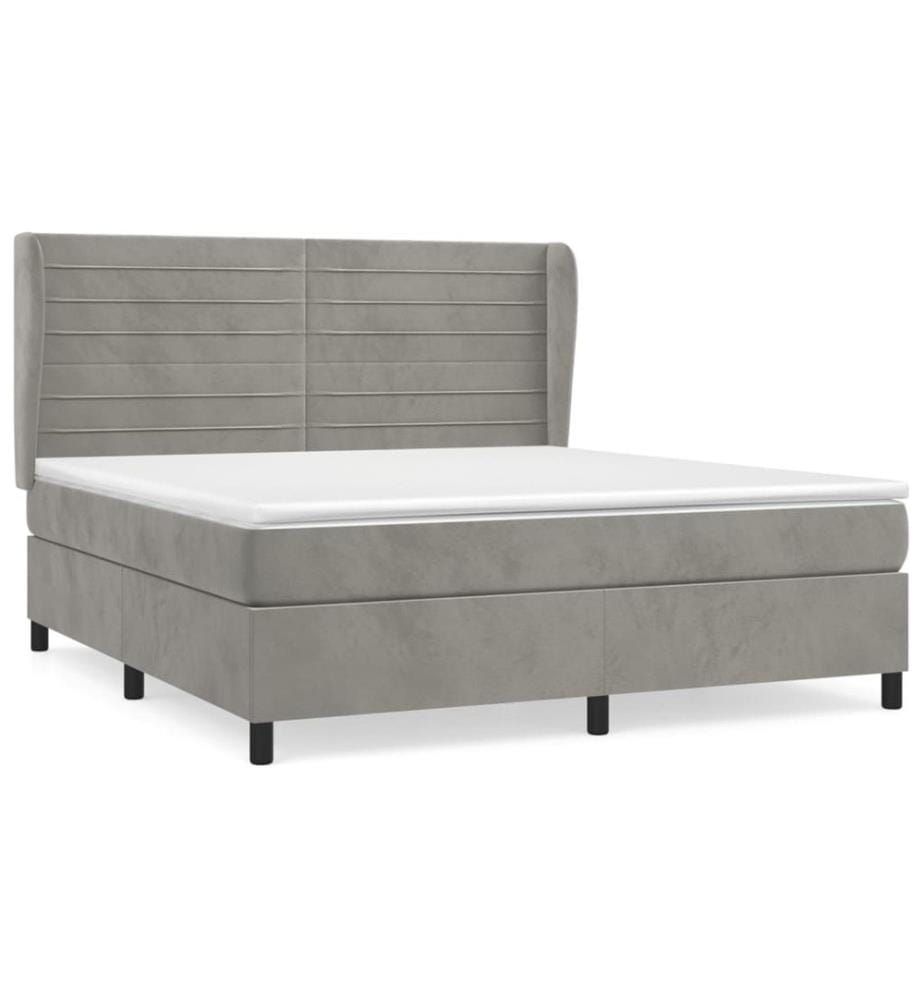 Boxspringbett mit Matratze Hellgrau 180x200 cm Samt