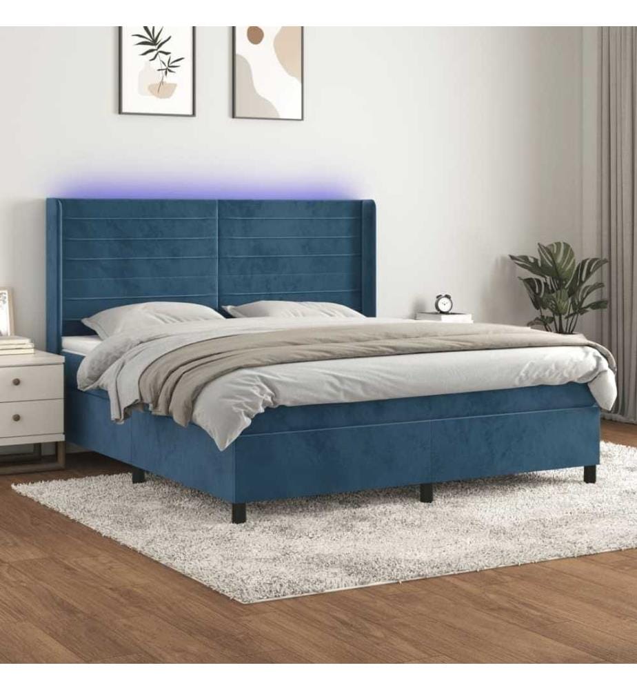 Boxspringbett mit Matratze & LED Dunkelblau 180x200 cm Samt