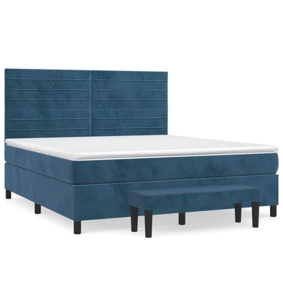 Boxspringbett mit Matratze Dunkelblau 180x200 cm Samt