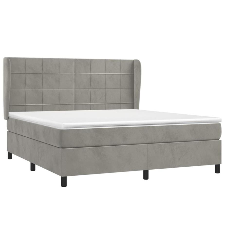 Boxspringbett mit Matratze Hellgrau 160x200 cm Samt