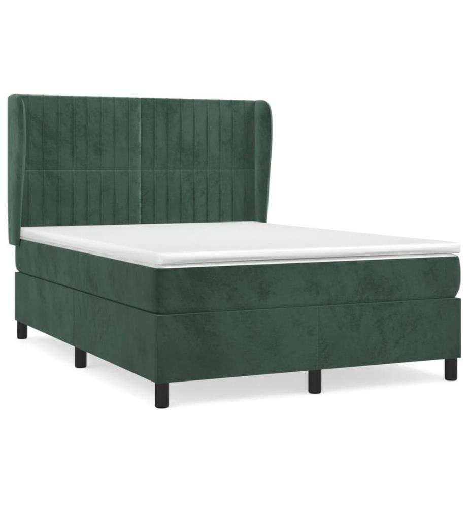 Boxspringbett mit Matratze Dunkelgrün 140x200 cm Samt
