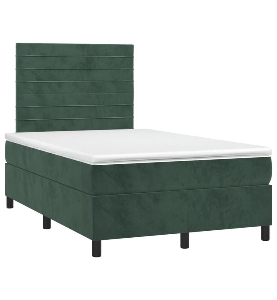 Boxspringbett mit Matratze & LED Dunkelgrün 120x200 cm Samt