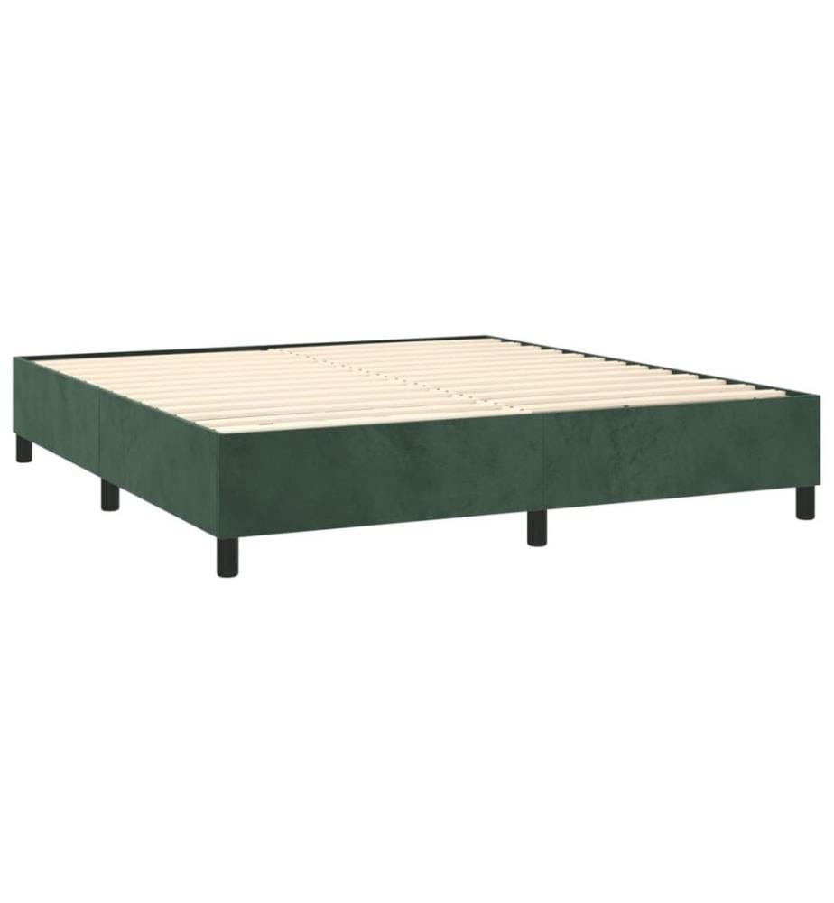 Sommier tapissier matelas et LED Vert foncé 160x200 cm Velours