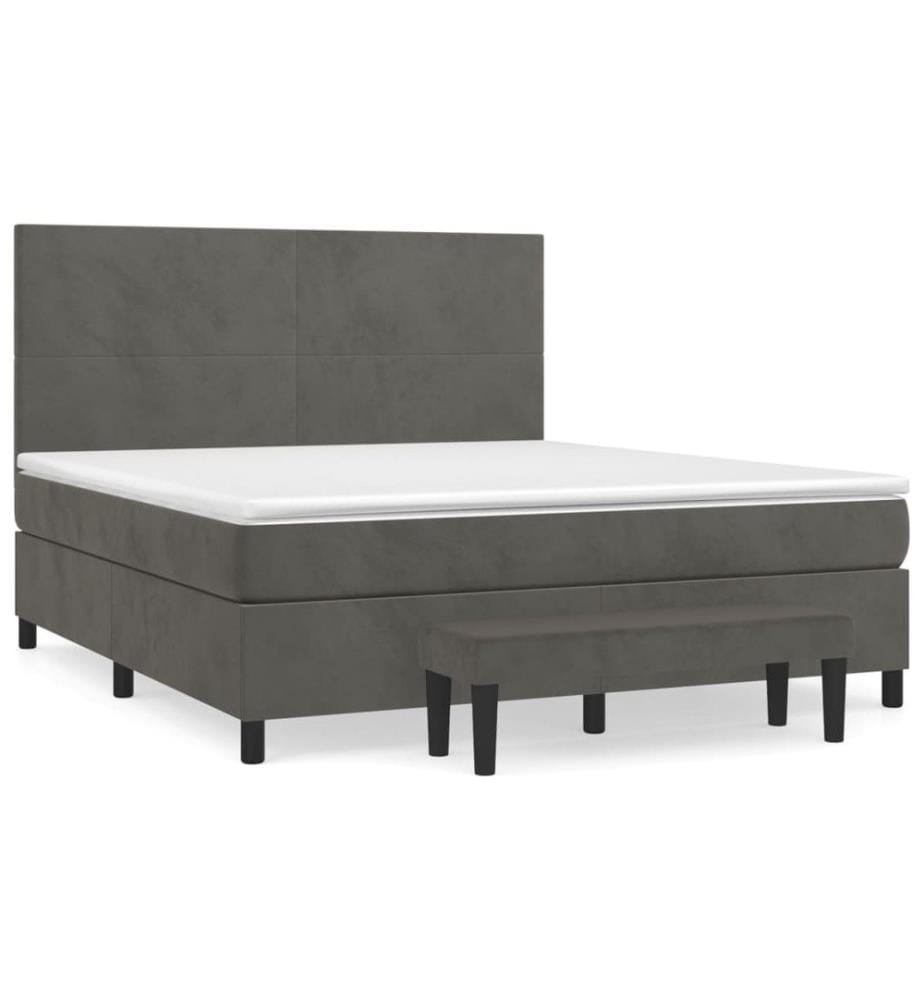 Boxspringbett mit Matratze Dunkelgrau 180x200 cm Samt