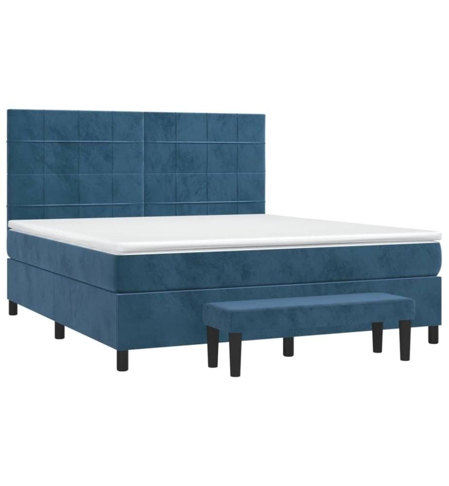 Boxspringbett mit Matratze Dunkelblau 180x200 cm Samt