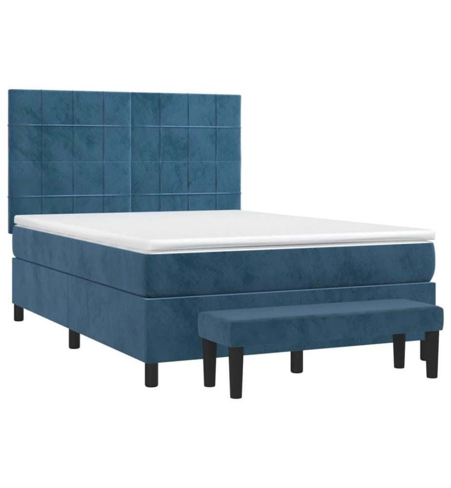 Boxspringbett mit Matratze Dunkelblau 140x200 cm Samt
