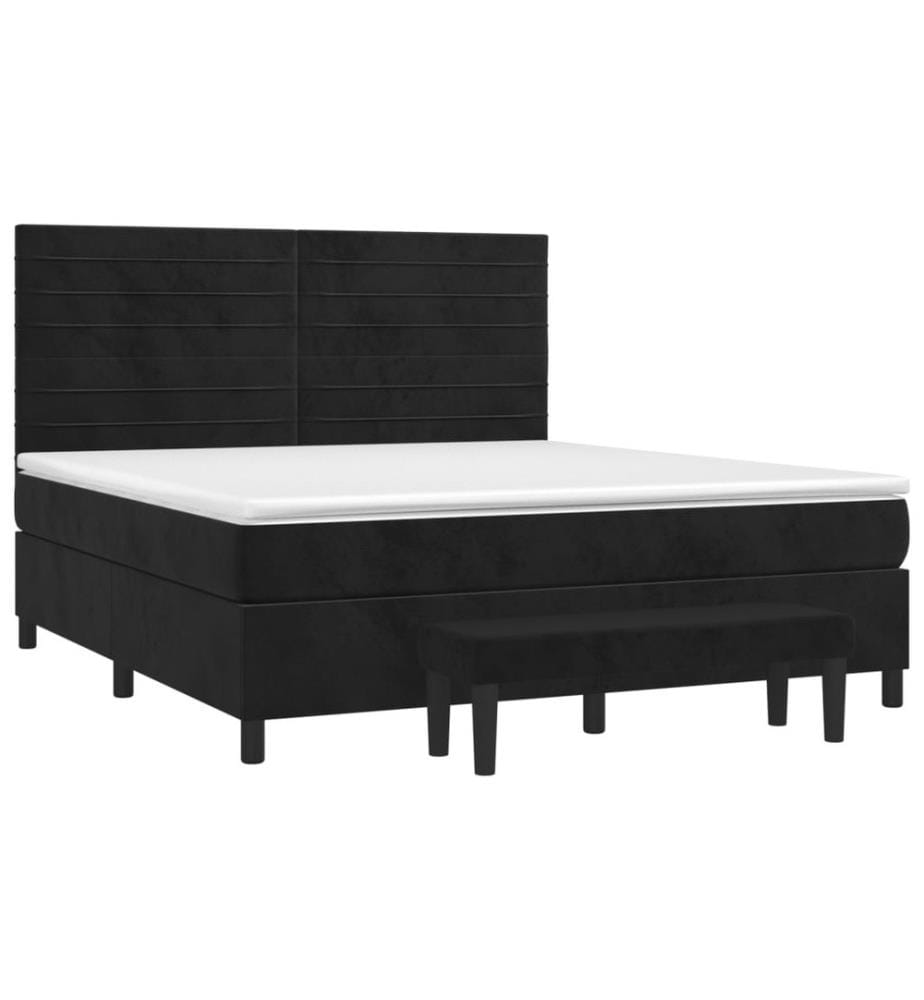 Boxspringbett mit Matratze Schwarz 160x200 cm Samt