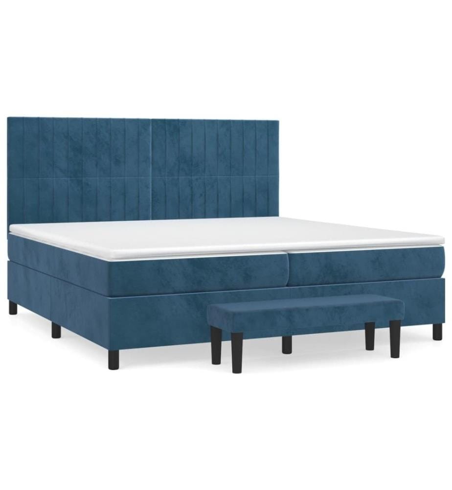 Boxspringbett mit Matratze Dunkelblau 200x200 cm Samt