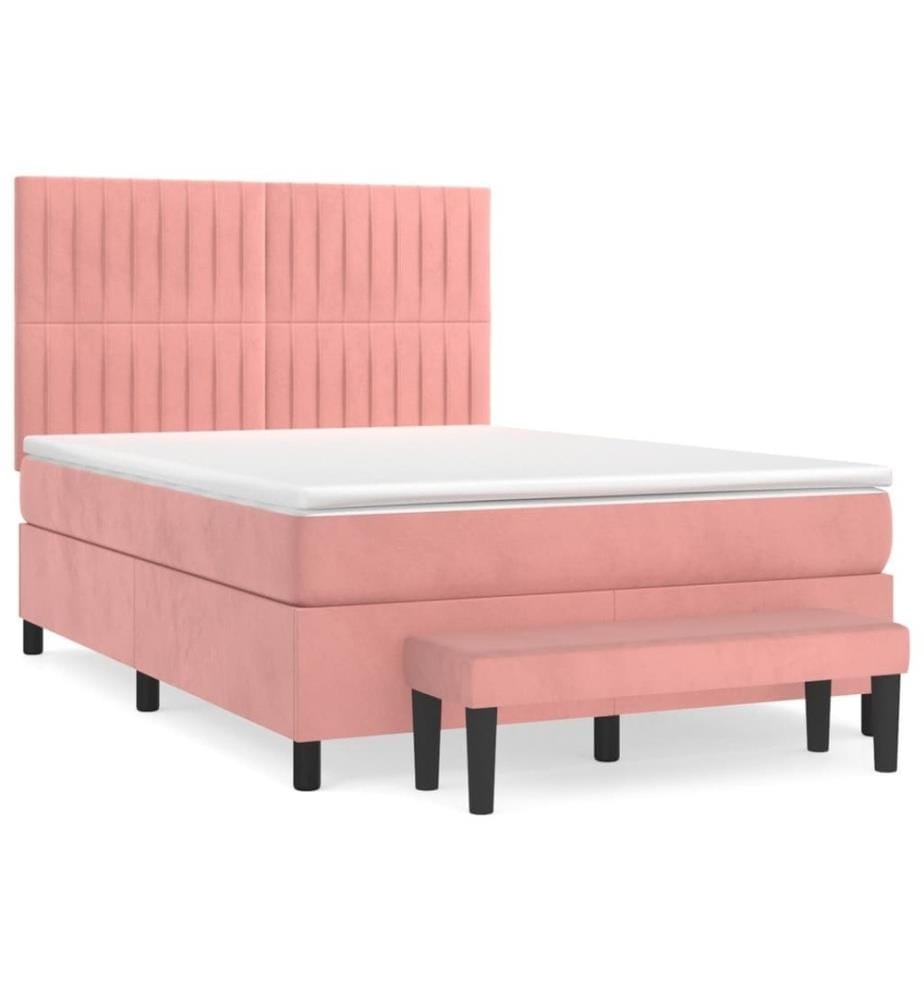 Boxspringbett mit Matratze Rosa 140x200 cm Samt