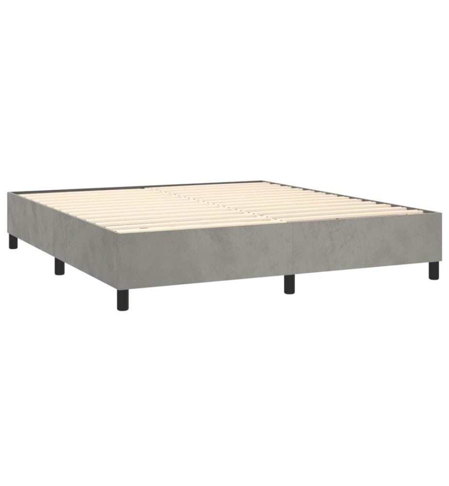 Boxspringbett mit Matratze & LED Hellgrau 160x200 cm Samt