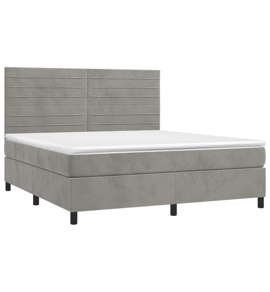 Boxspringbett mit Matratze Hellgrau 160x200 cm Samt