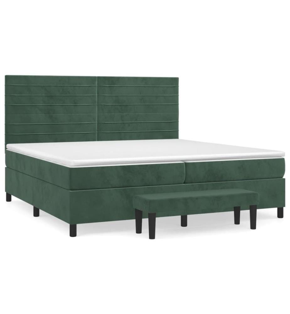 Boxspringbett mit Matratze Dunkelgrün 200x200 cm Samt