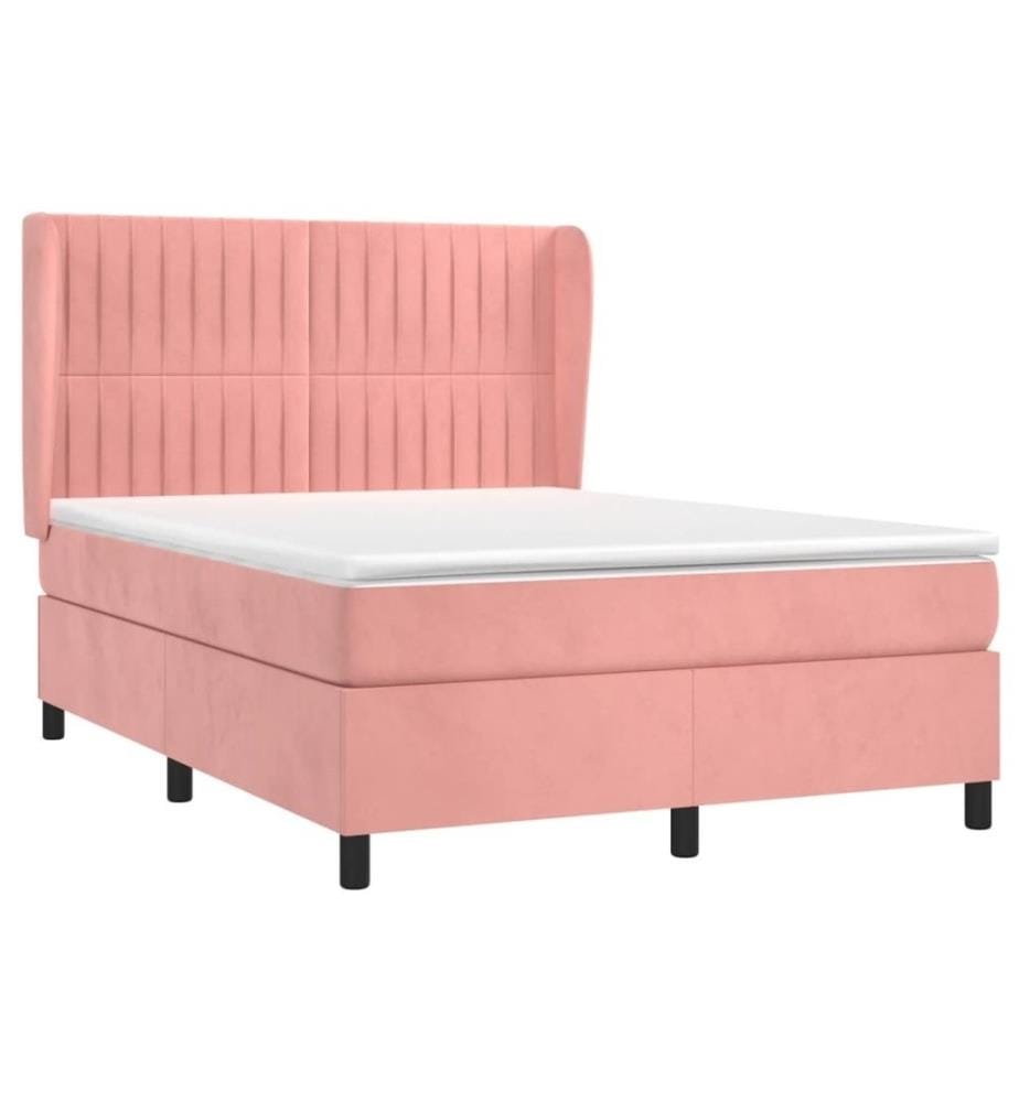 Boxspringbett mit Matratze Rosa 140x200 cm Samt
