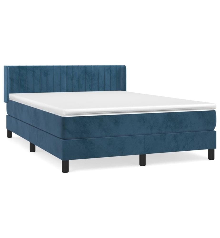 Boxspringbett mit Matratze Dunkelblau 140x200 cm Samt