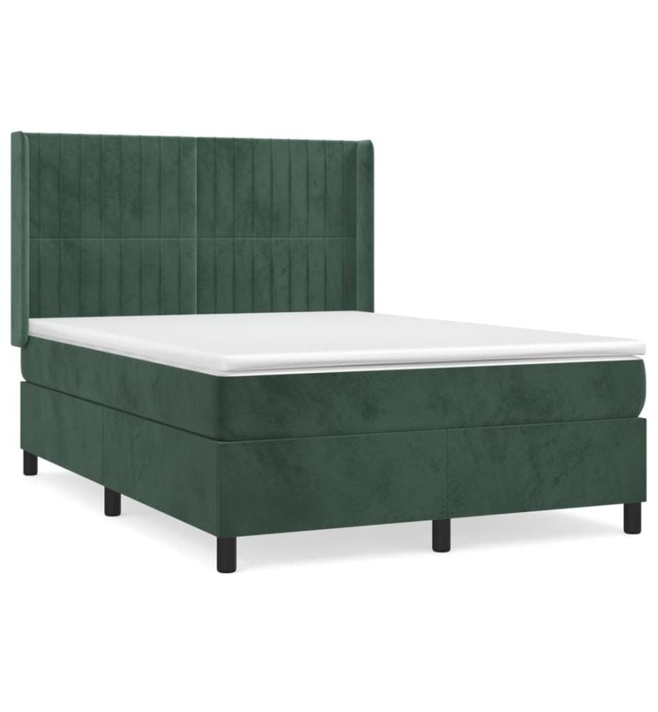 Boxspringbett mit Matratze Dunkelgrün 140x200 cm Samt