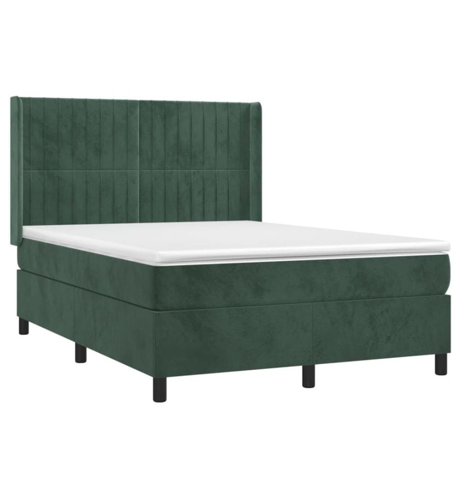 Boxspringbett mit Matratze Dunkelgrün 140x200 cm Samt
