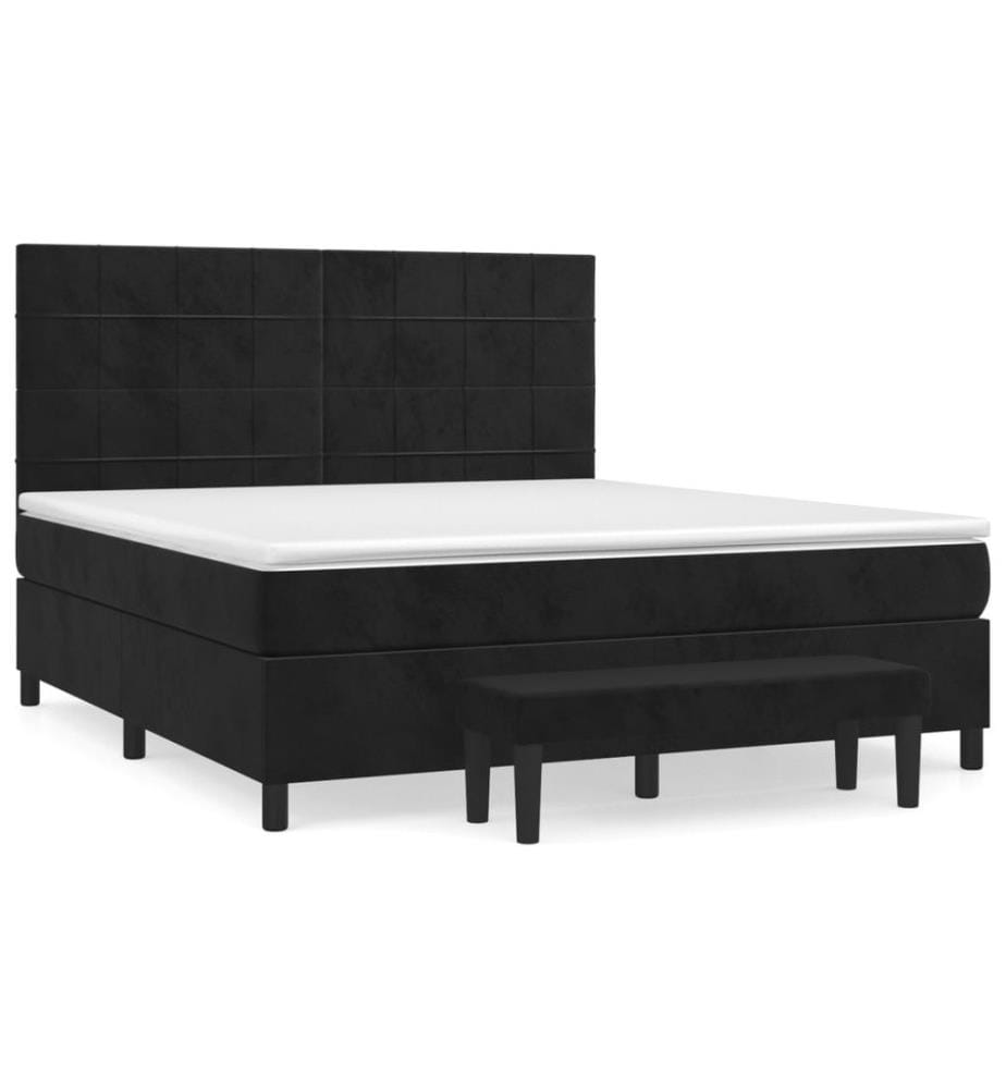 Boxspringbett mit Matratze Schwarz 160x200 cm Samt