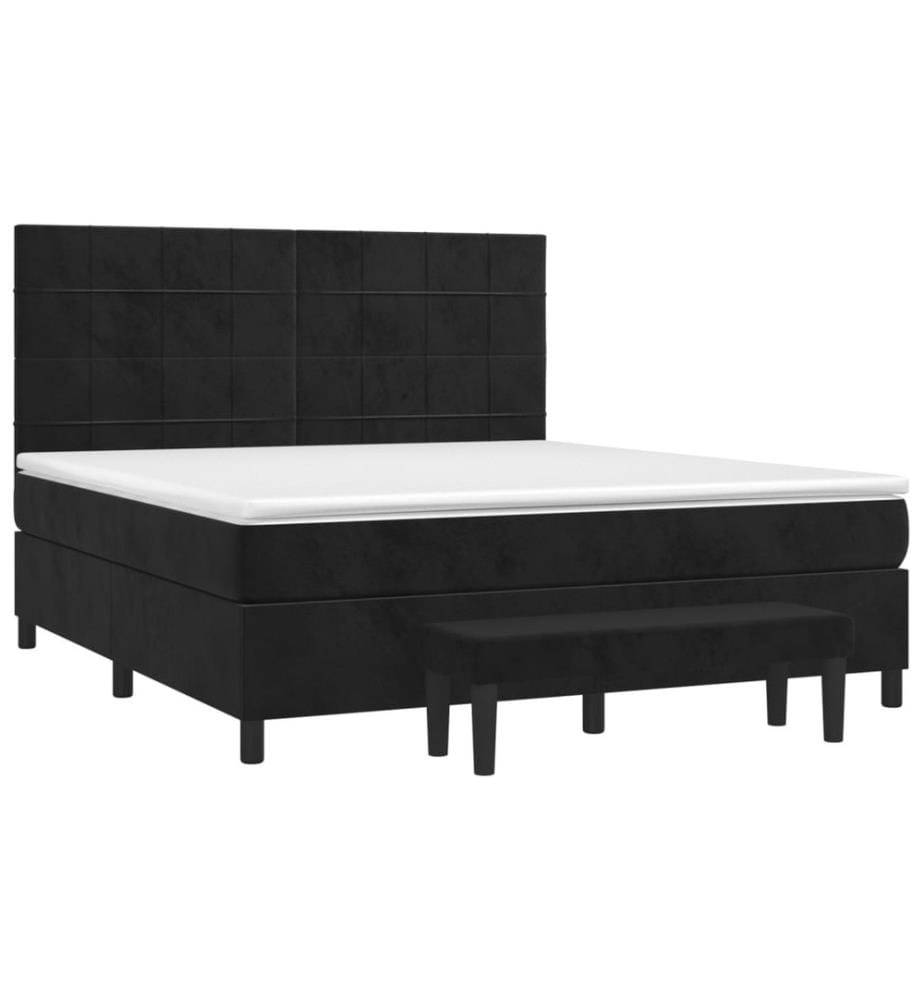 Boxspringbett mit Matratze Schwarz 160x200 cm Samt