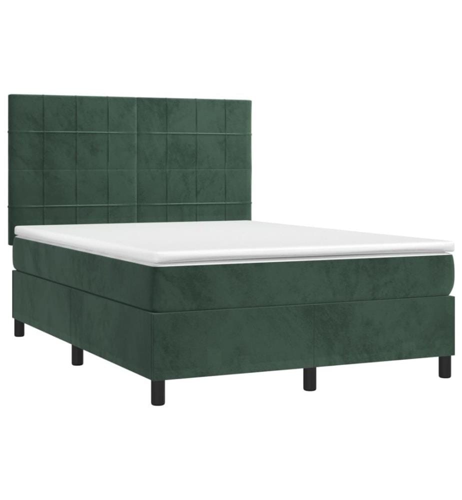 Boxspringbett mit Matratze Dunkelgrün 140x200 cm Samt