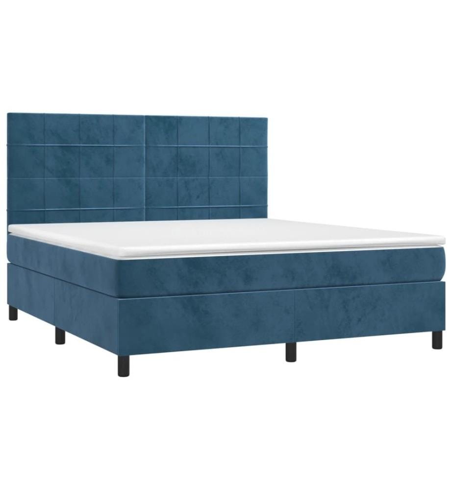 Boxspringbett mit Matratze Dunkelblau 160x200 cm Samt