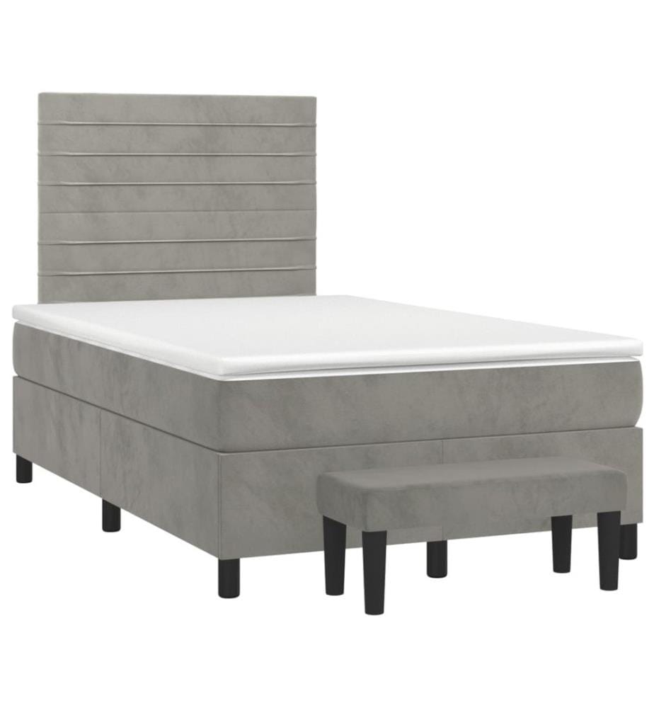 Boxspringbett mit Matratze Hellgrau 120x200 cm Samt