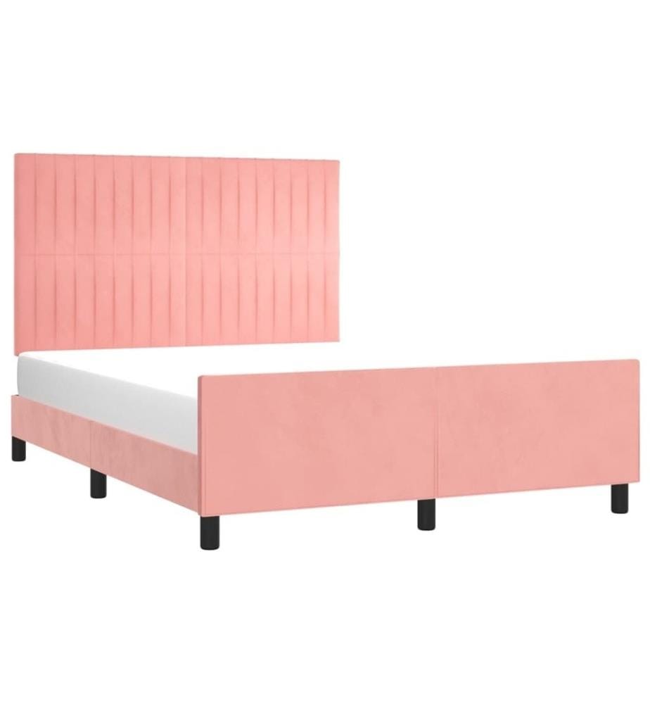 Bettgestell mit Kopfteil Rosa 140x200 cm Samt