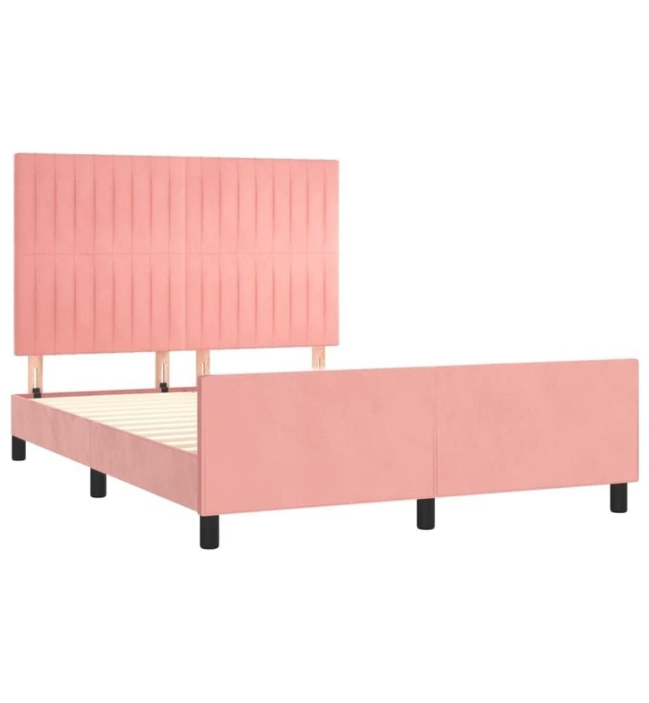Bettgestell mit Kopfteil Rosa 140x200 cm Samt