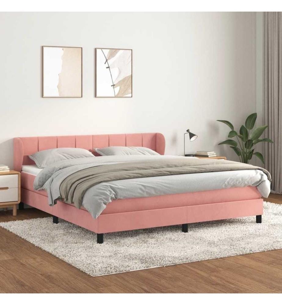 Boxspringbett mit Matratze Rosa 160x200 cm Samt