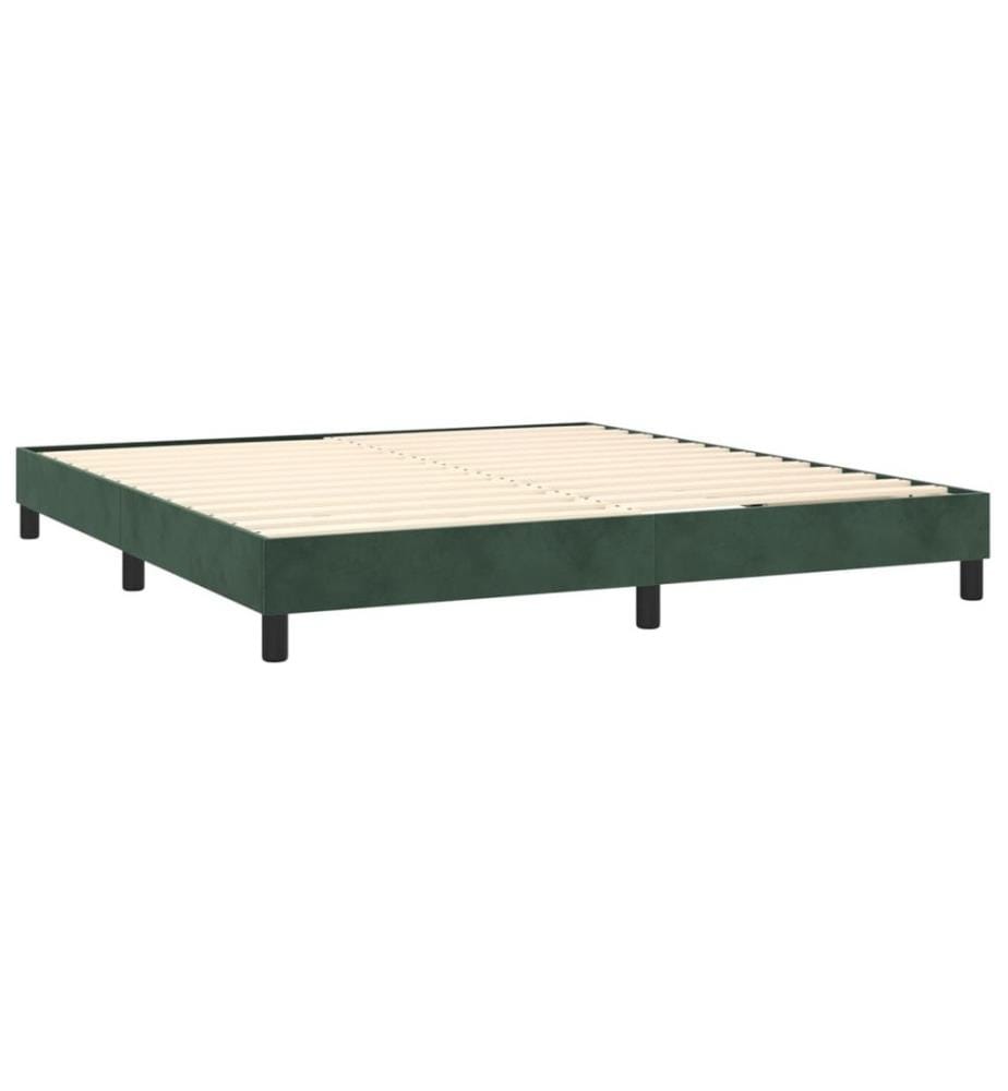 Sommier tapissier matelas et LED Vert foncé 160x200 cm Velours