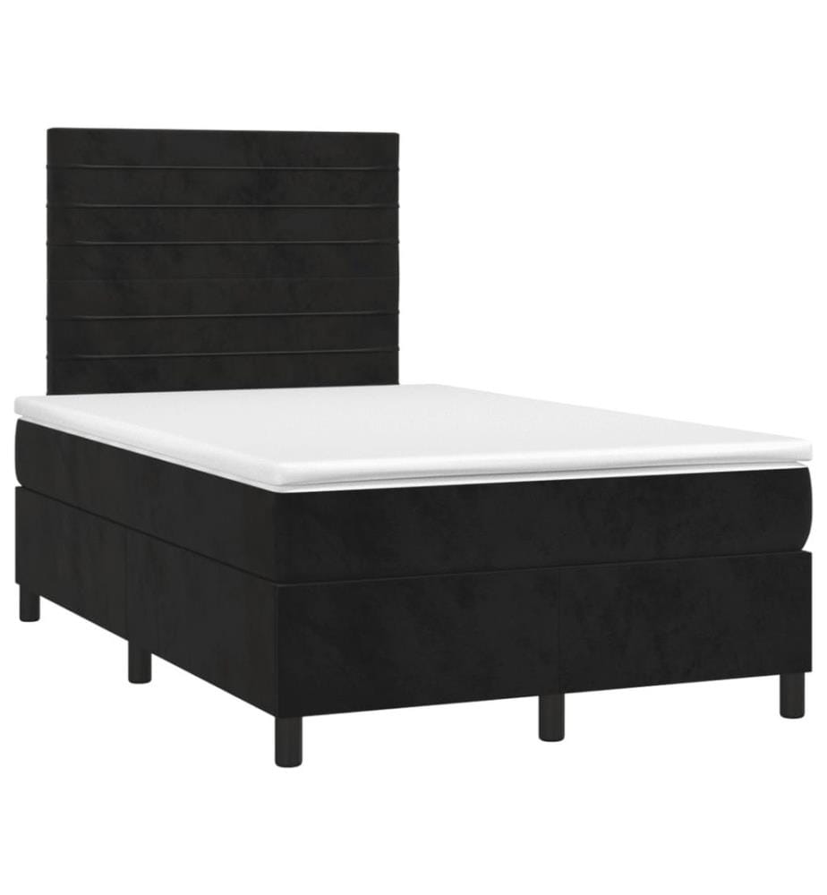 Boxspringbett mit Matratze & LED Schwarz 120x200 cm Samt