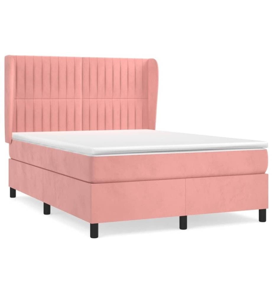 Boxspringbett mit Matratze Rosa 140x190 cm Samt