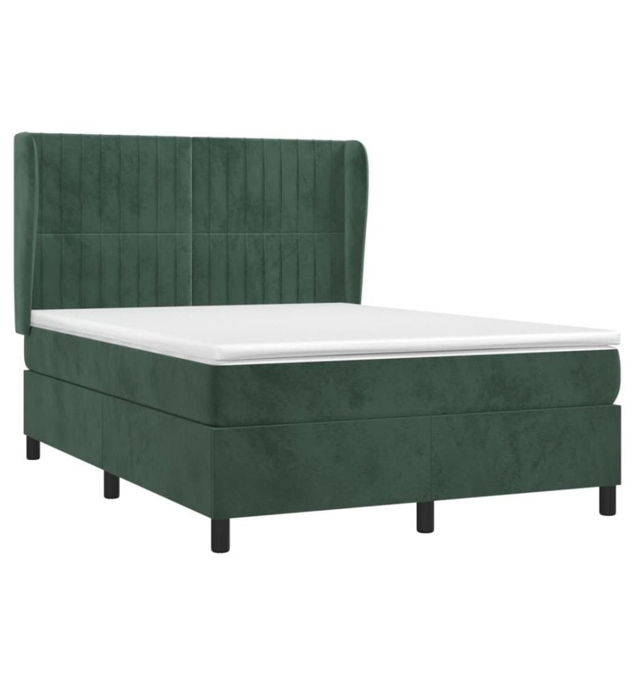 Boxspringbett mit Matratze Dunkelgrün 140x190 cm Samt