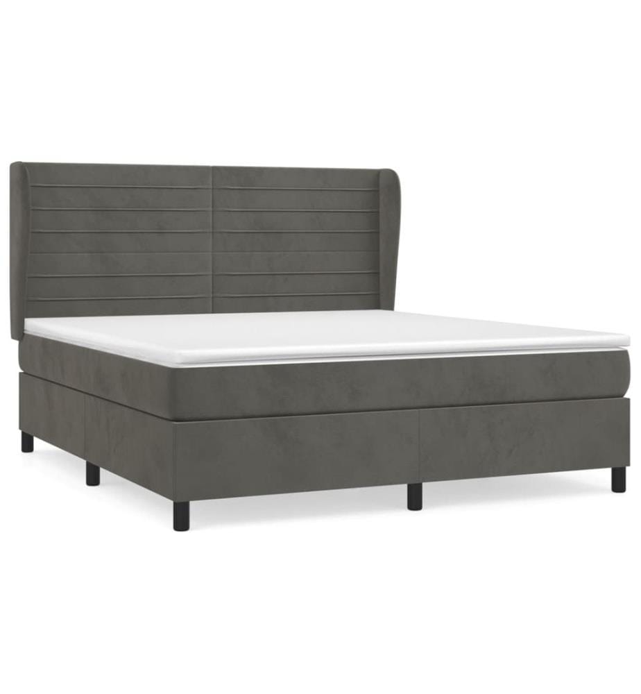 Boxspringbett mit Matratze Dunkelgrau 160x200 cm Samt