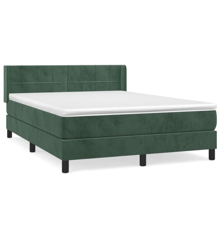 Boxspringbett mit Matratze Dunkelgrün 140x190 cm Samt