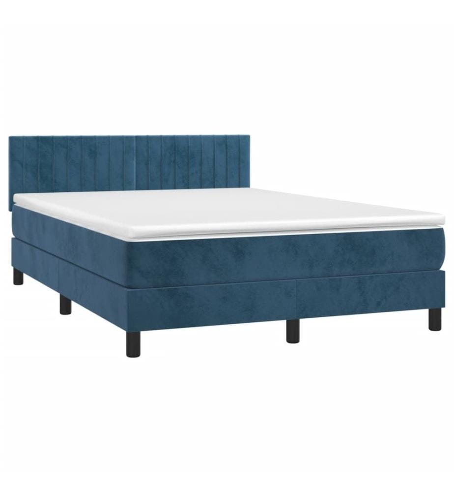 Boxspringbett mit Matratze & LED Dunkelblau 140x190 cm Samt