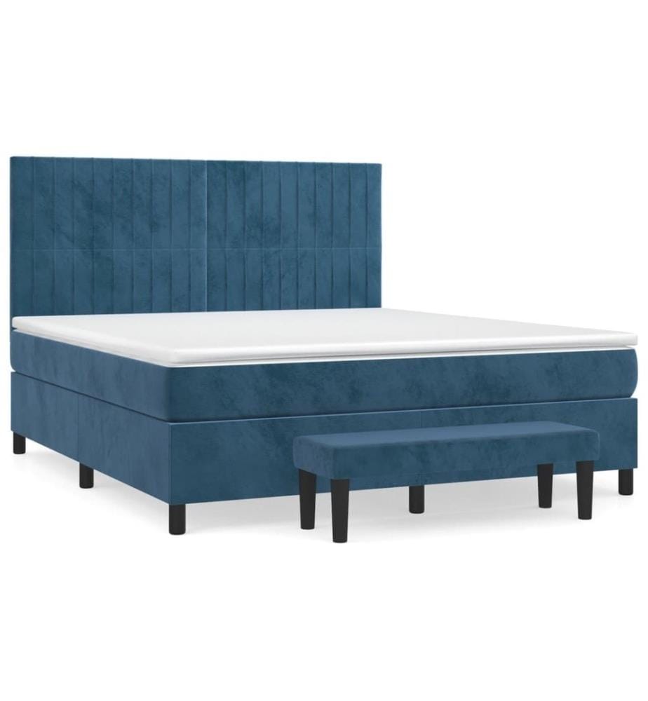 Boxspringbett mit Matratze Dunkelblau 180x200 cm Samt