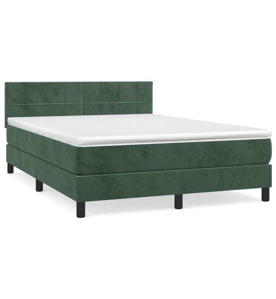 Boxspringbett mit Matratze Dunkelgrün 140x190 cm Samt