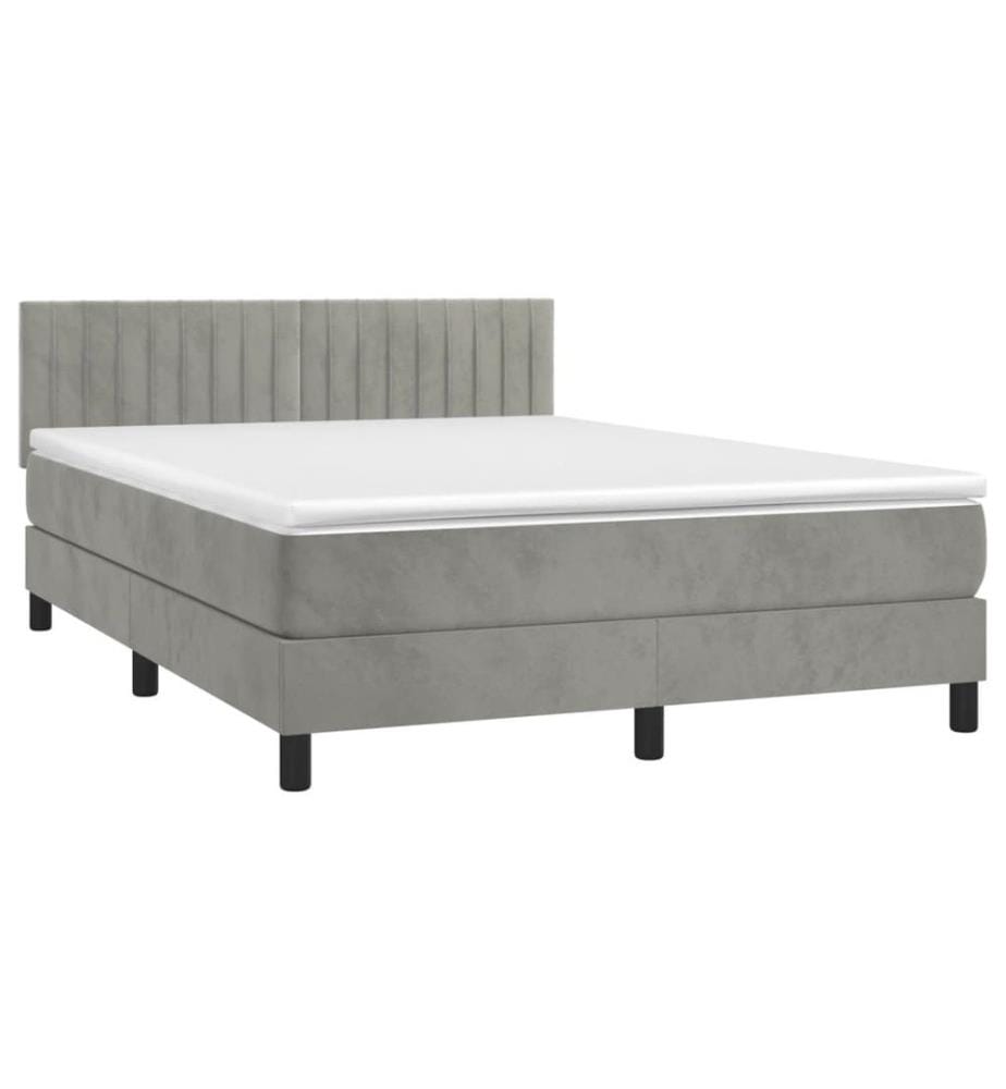 Boxspringbett mit Matratze Hellgrau 140x190 cm Samt