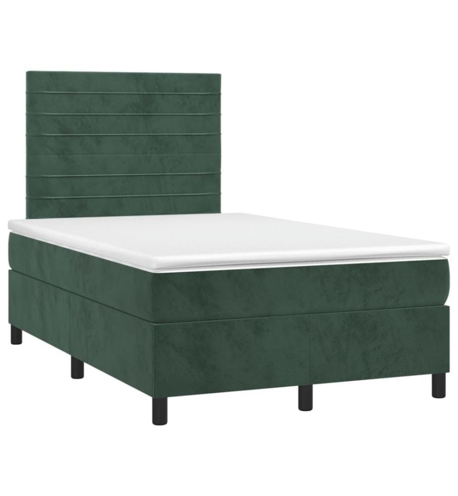 Boxspringbett mit Matratze Dunkelgrün 120x200 cm Samt