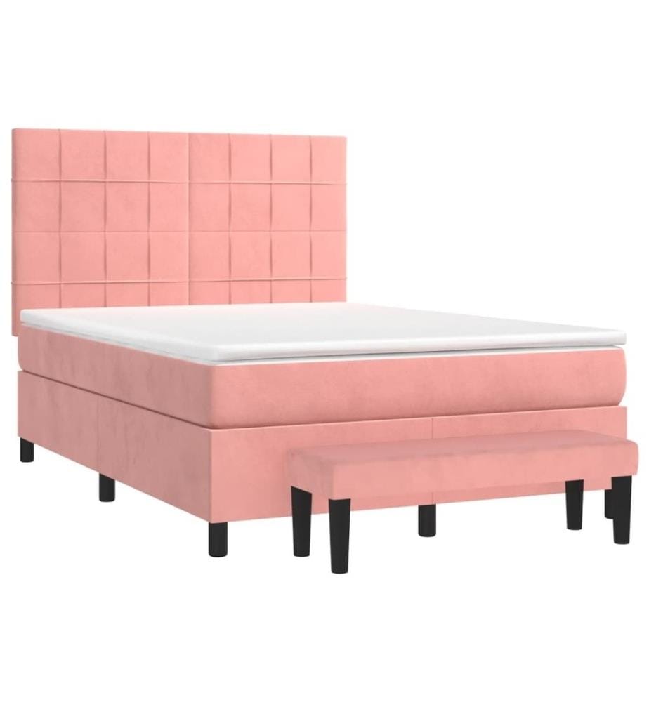 Boxspringbett mit Matratze Rosa 140x200 cm Samt