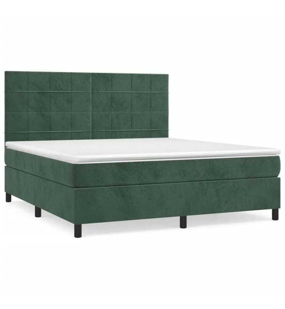 Boxspringbett mit Matratze Dunkelgrün 160x200 cm Samt