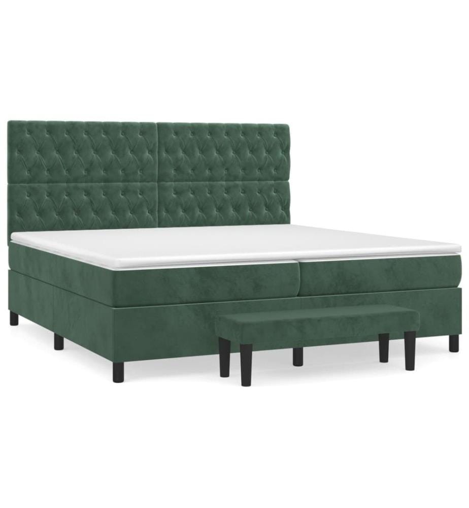 Boxspringbett mit Matratze Dunkelgrün 200x200 cm Samt